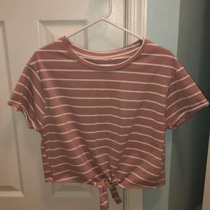 Knotted and crop stripped shirt